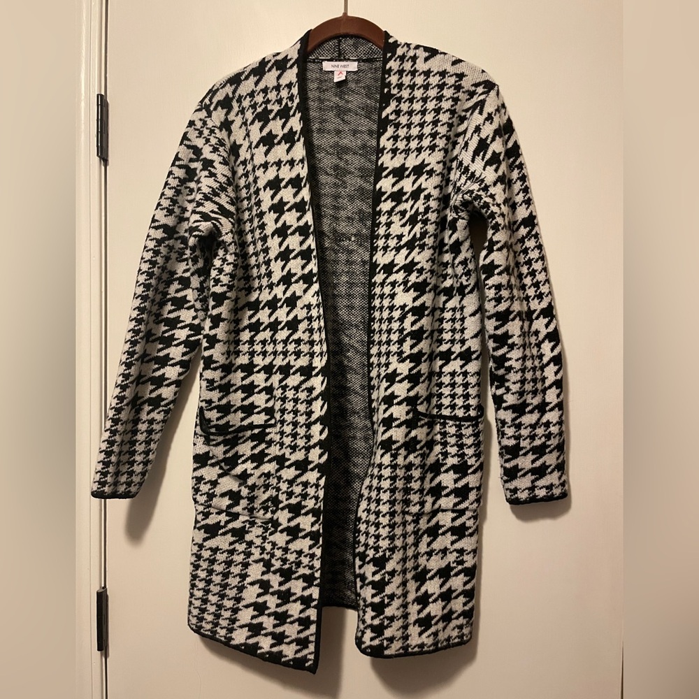 Nine West Black and White Houndstooth Cardigan